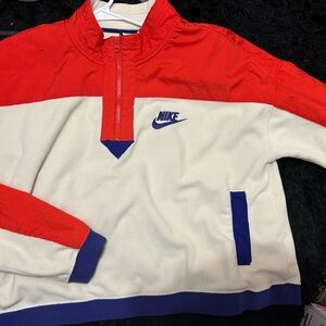 Nike Red and Cream Half-Zip Jacket
